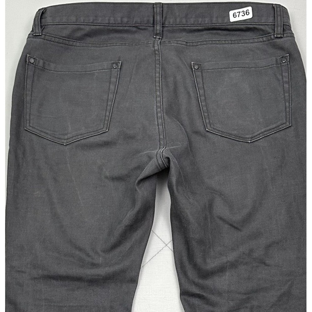 John Varvatos Chelsea Jeans Men 33x27 Dark Gray Slim Straight Waxed Coated